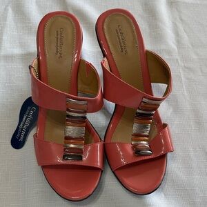 Croft & Barrow Coral Sandals with Metallic Accents